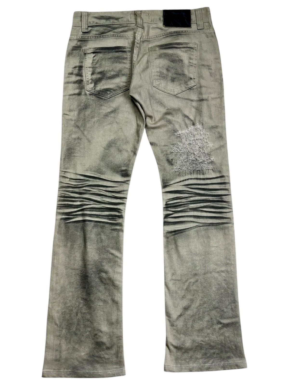 Archive La Gate - Waxed Oil Crashed Flare Denim Pants
