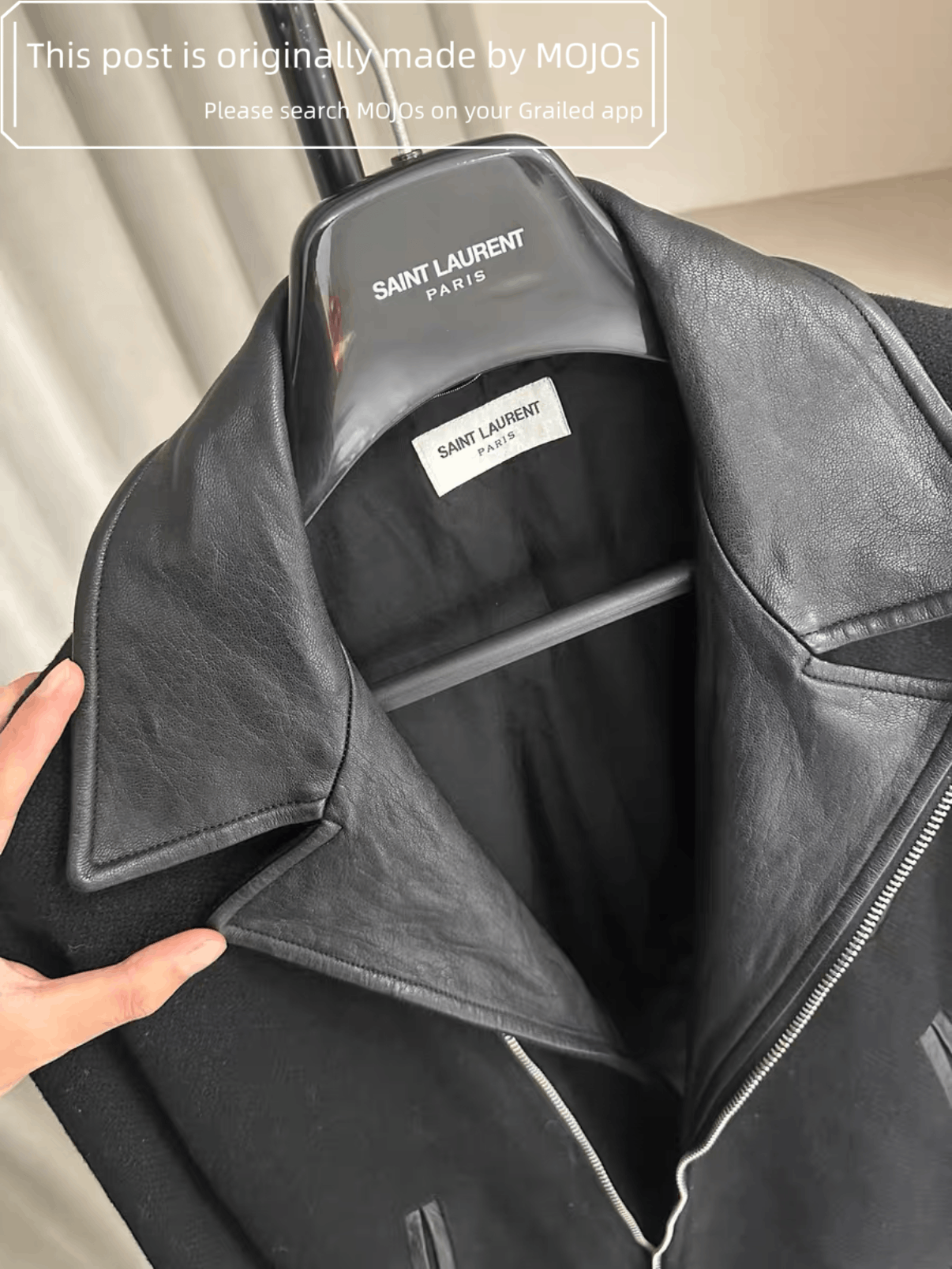 Sz 50 Saint Laurent Paris 14AW Leather Collar Rider Jacket