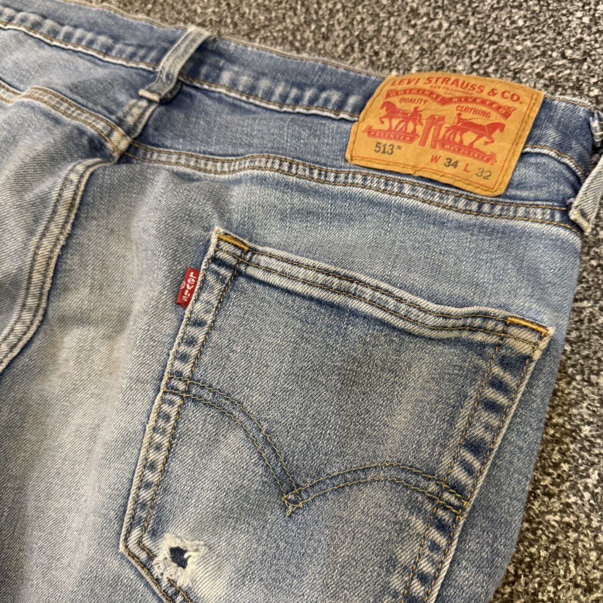 Levi's 🔥 y2k Distressed Levis 513 Faded Denim W34 Size US 34 / EU 50 - 5 Thumbnail
