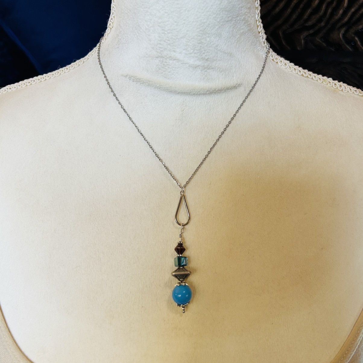 Handmade Handcrafted vintage bead drop pendant on chain necklace Size ONE SIZE - 2 Thumbnail
