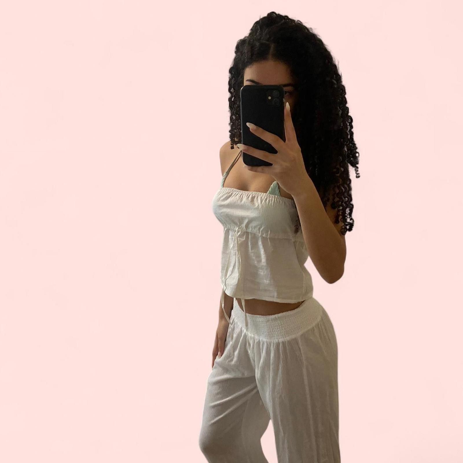 Designer White linen tube top - with adjustable straps Size S / US 4 / IT 40 - 1 Thumbnail