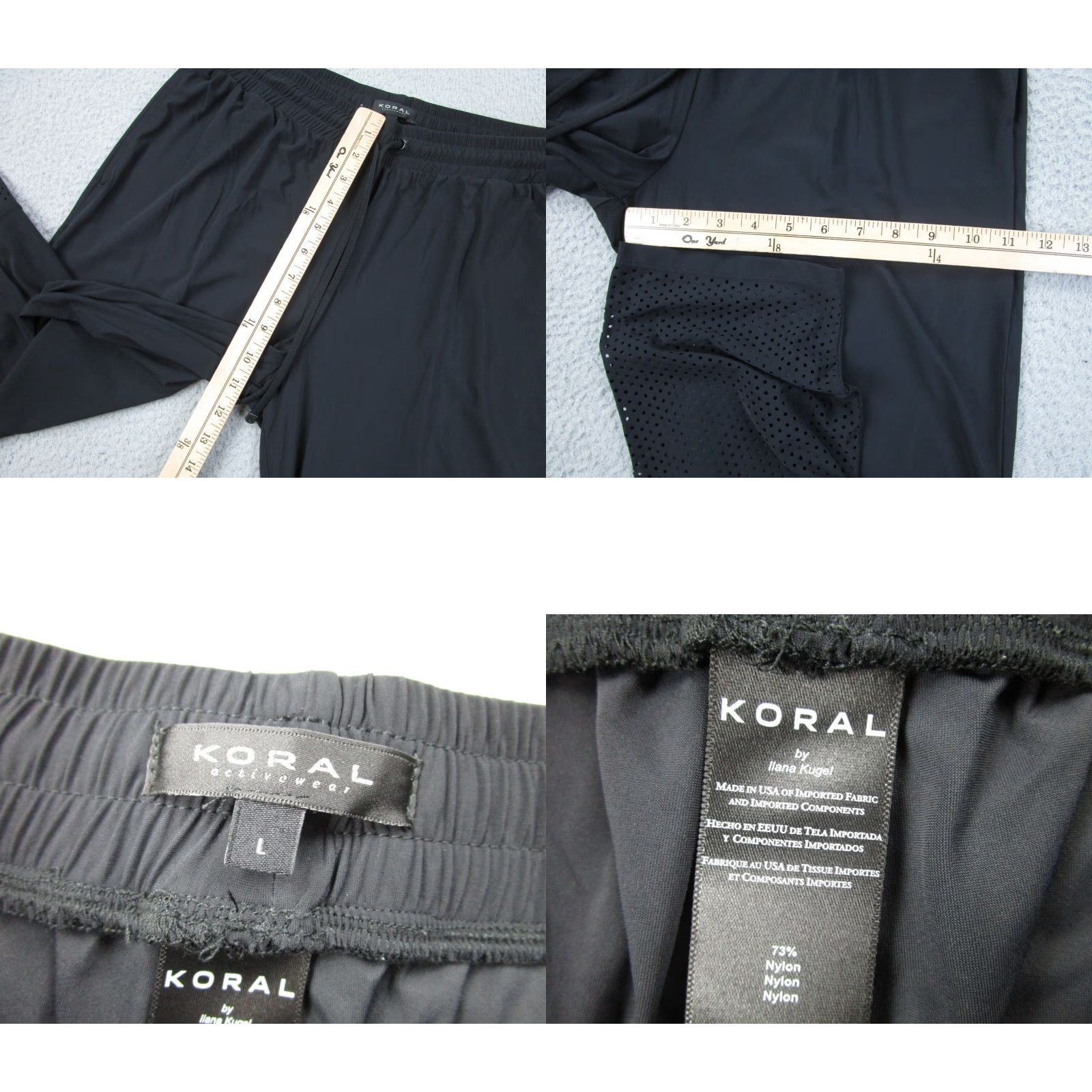 Vintage Koral Pants Womens L Black Jogger Sporty Athletic Alliance Perforated Ankle Nylon Spandex Running Walking Post Workout Size 36" / US 14 / IT 50 - 8 Thumbnail