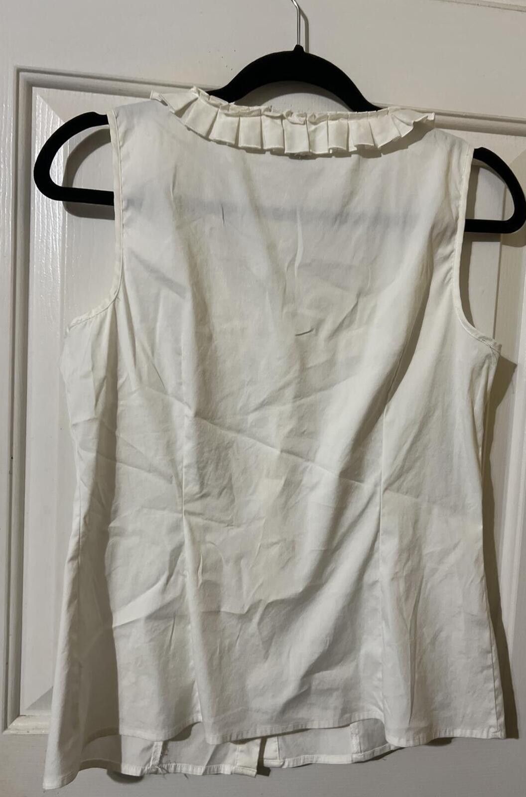 Alfani Alfani Petite White Sleeveless Button-Up Top Pleated 10P Size L / US 10 / IT 46 - 4 Thumbnail