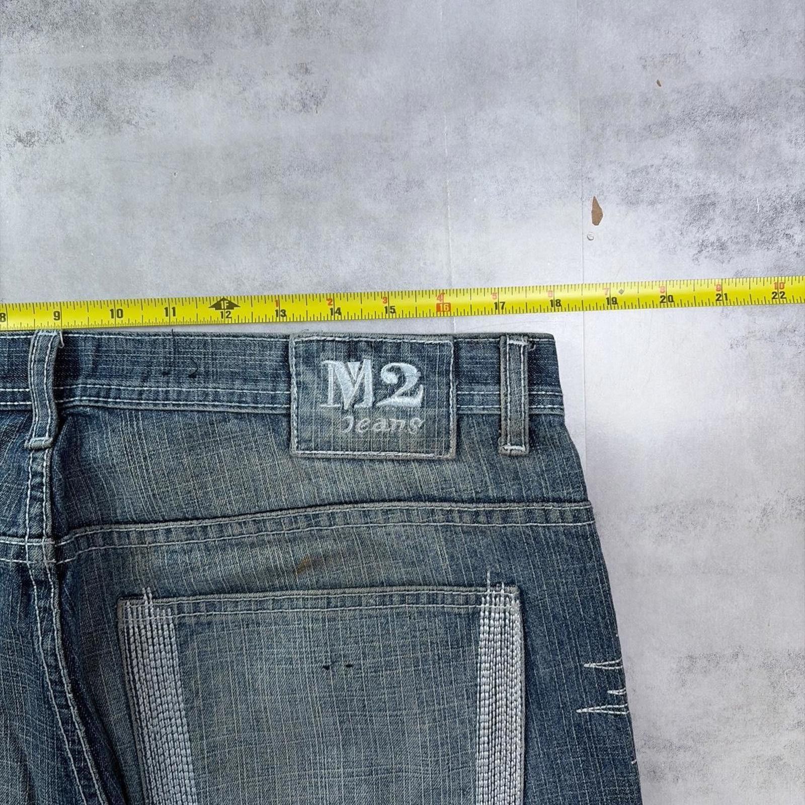 Other Y2K Blue M2 Grunge Baggy Embroidered Skater Denim Jeans Size US 36 / EU 52 - 6 Thumbnail