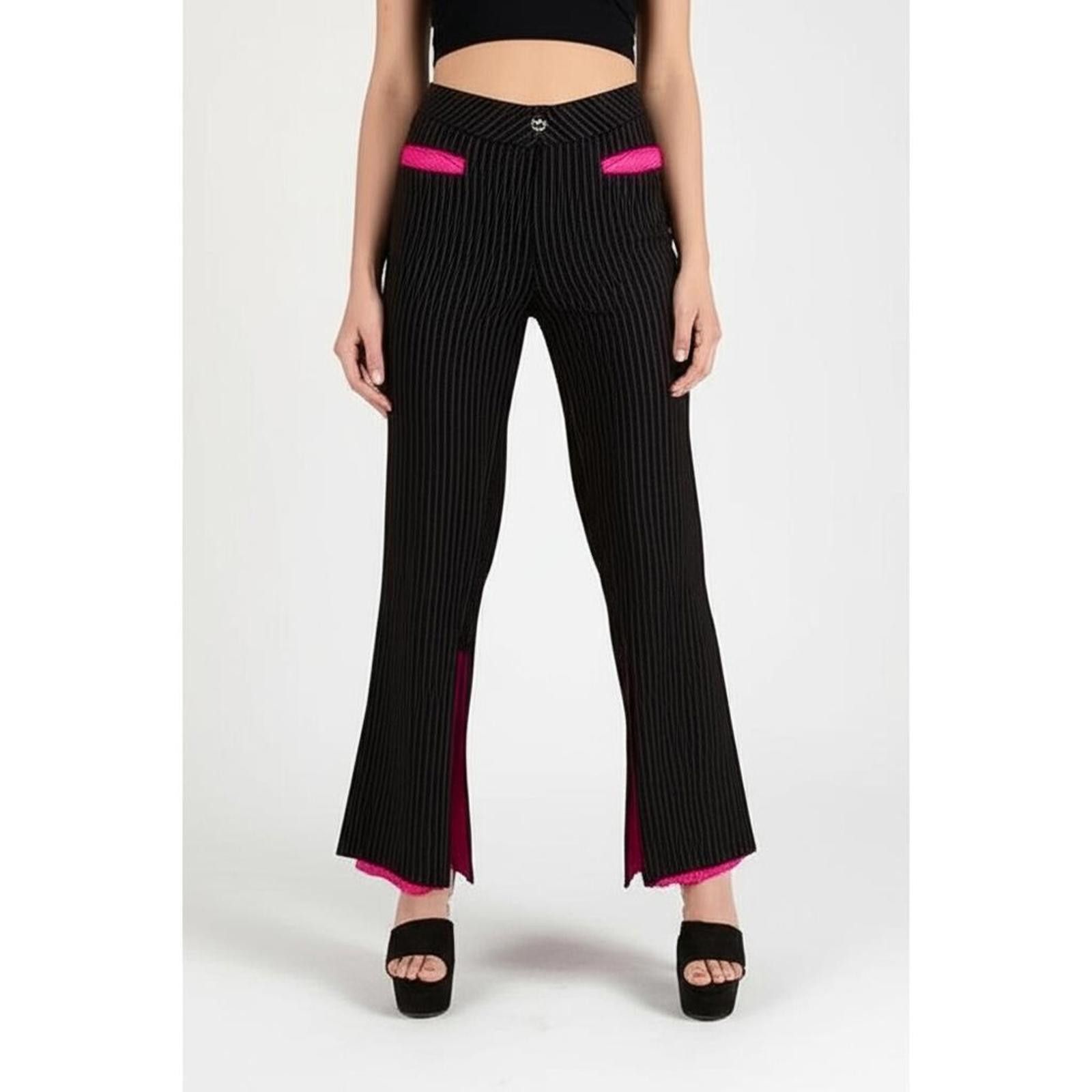 Hot Topic Beauty Fiend 7 BlackPink Pinstripe Y2K zipHem Hot Topic goth Size 30" / US 8 / IT 44 - 2 Thumbnail
