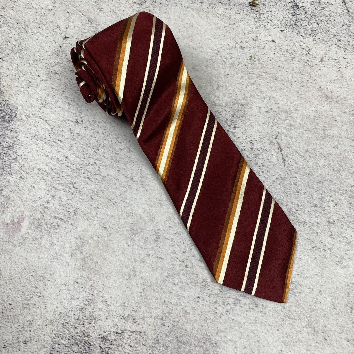ITALO FERRETTI Men’s Tie Pure Silk Red Striped