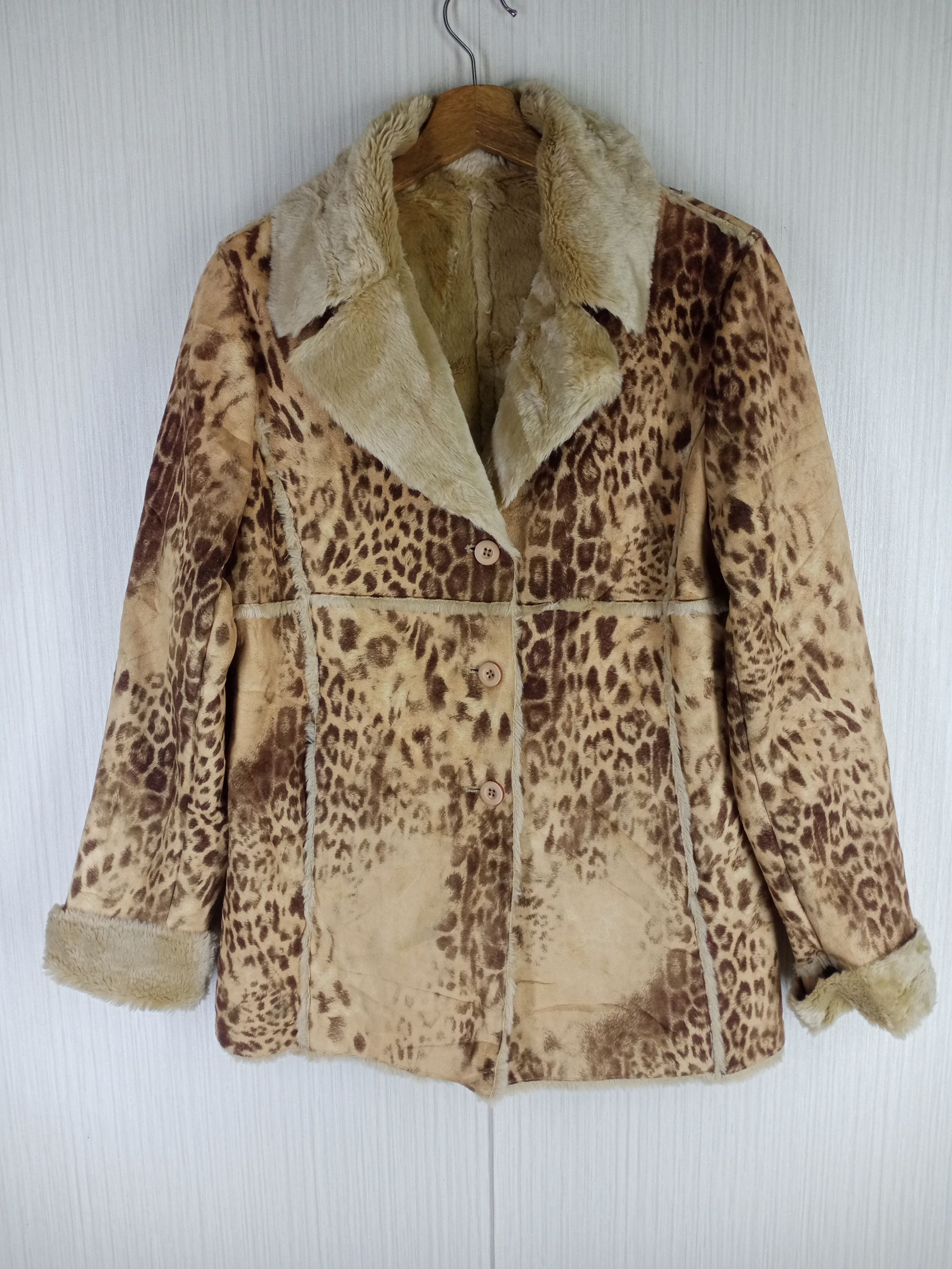 Japanese Brand VINTAGE OTTO SUMISHO LEOPARD FAUX FUR JACKET Size US M / EU 48-50 / 2 - 1 Thumbnail