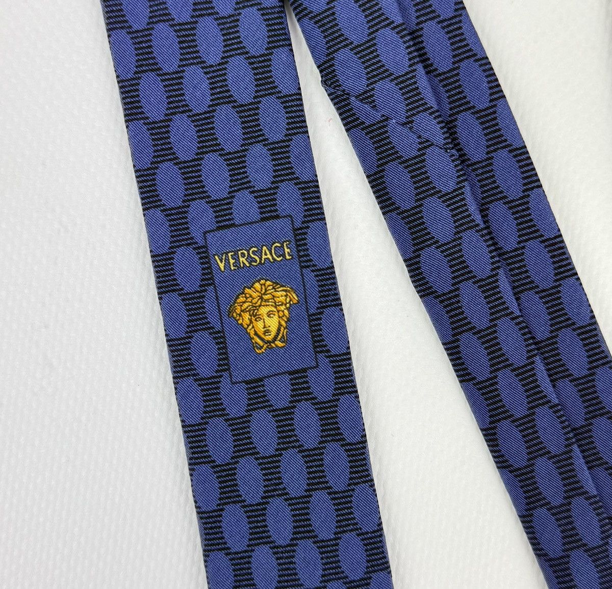 Versace Gianni Versace 100% silk Tie Blue Necktie for Men Top Luxury Size ONE SIZE - 7 Thumbnail