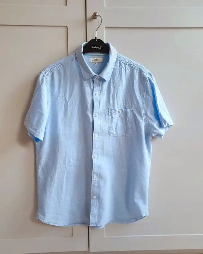 55% linen shirt blue luxury 80s 90s classy vintage unique