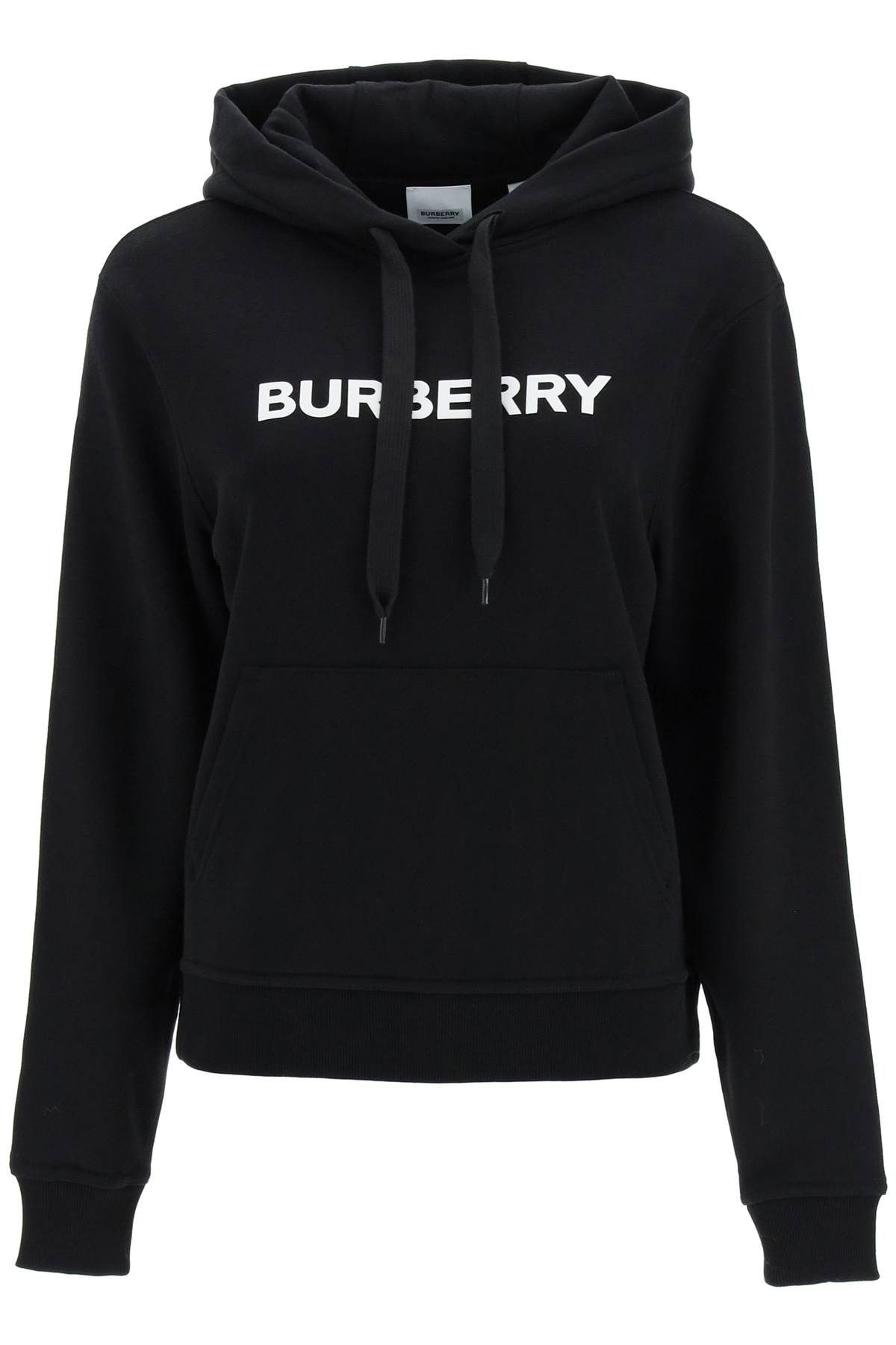 image of Burberry Poulter Hoodie With Logo Print in Black, Women's (Size XS)