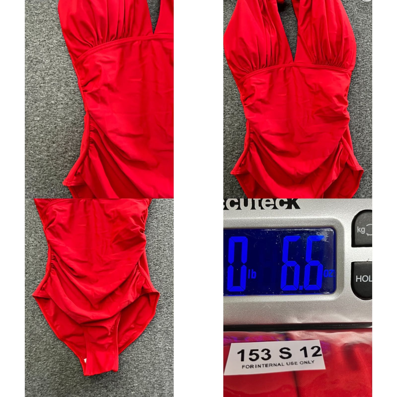Vintage Red Halter Neck Women's Ruching One Piece Swimsuit Size S Size ONE SIZE - 8 Thumbnail