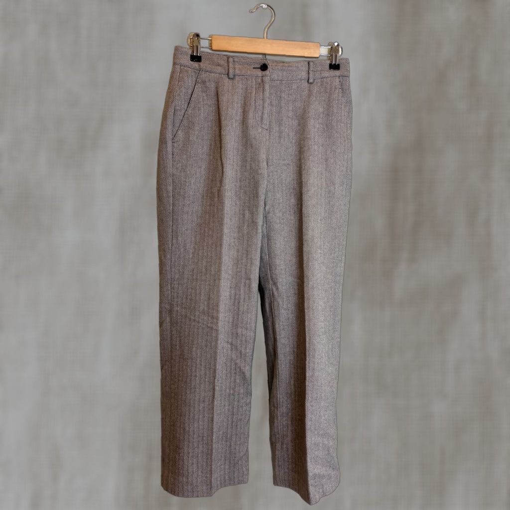 Vintage LL Bean Womens Pants Dress Pants Herringbone Gray White Polyester Size 4 Petite Womens Size 27" / US 4 / IT 40 - 1 Thumbnail