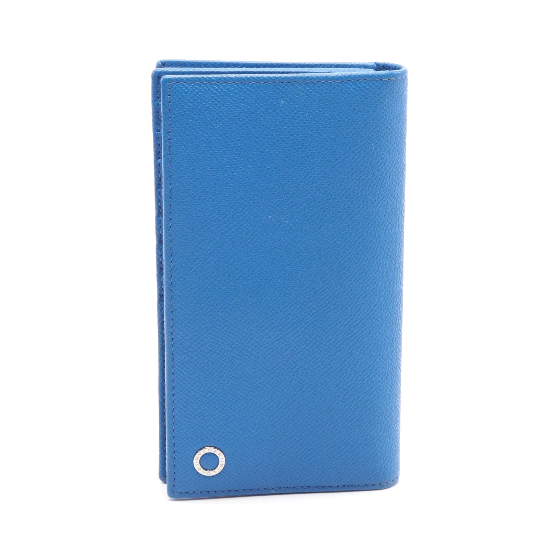Bvlgari Bvlgari Man Bi-Fold Long Wallet Leather Blue