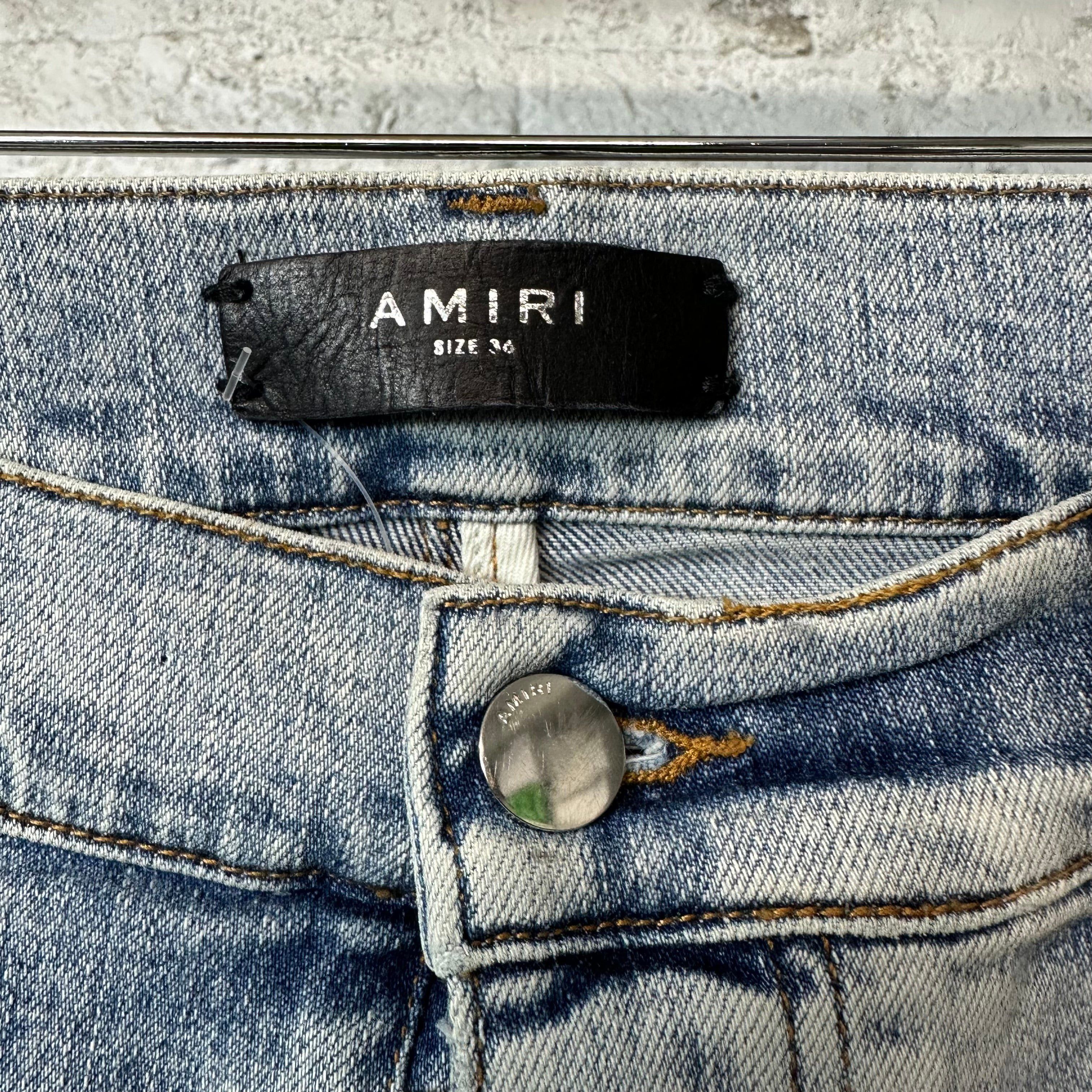 Amiri Amiri Multicolor Paisley Patch Washed Blue Denim Jeans Sz 36 Size US 36 / EU 52 - 3 Thumbnail