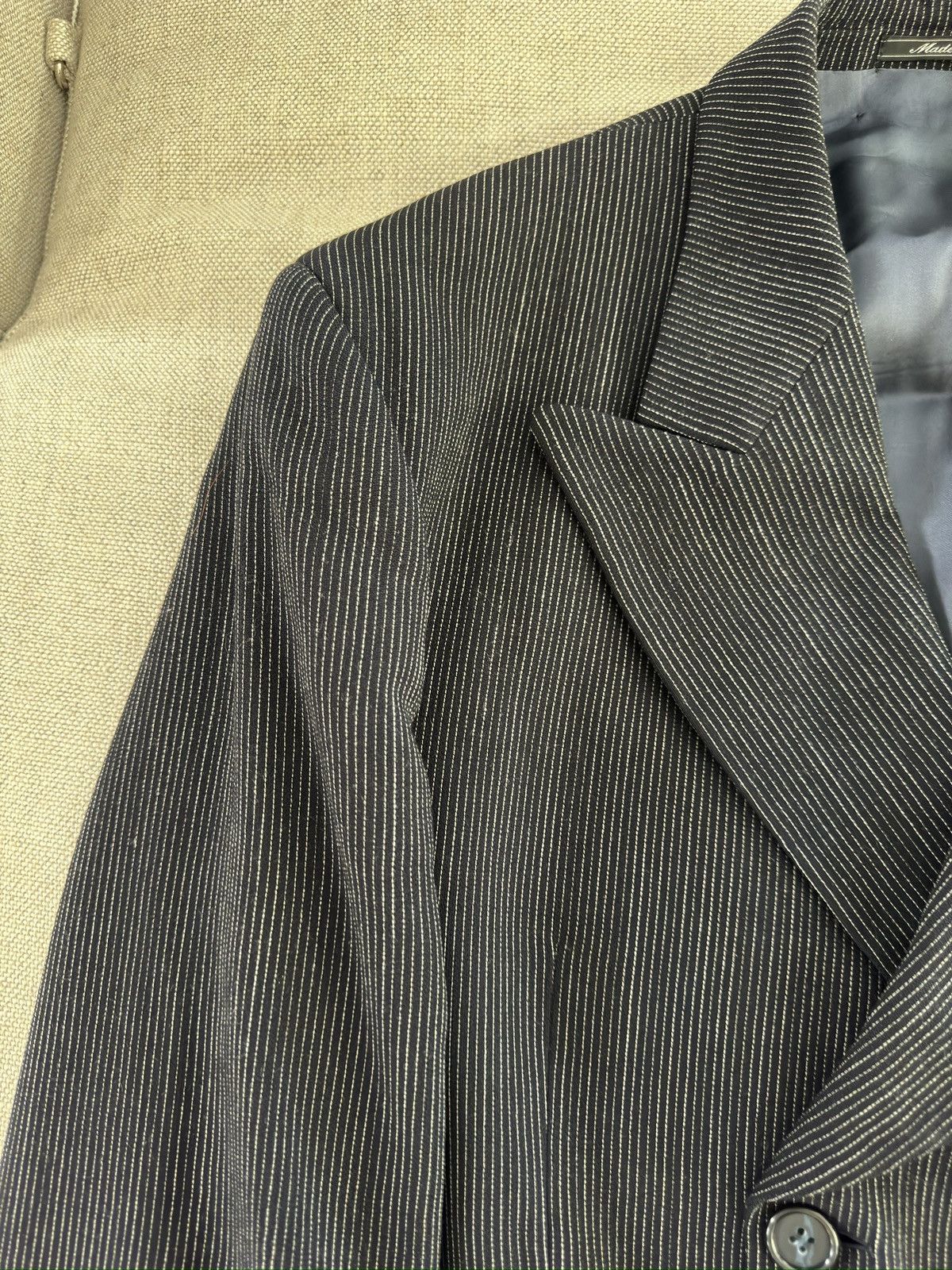 Versace VERSACE CLASSIC V2 Striped DB 6 Button Suit in Black 42R Size 44R - 10 Thumbnail
