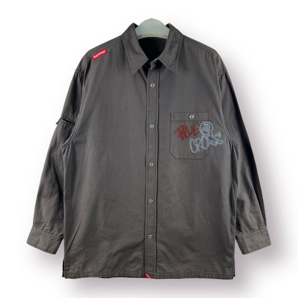 Other 🔥 Blue Cross 964 Skull Skating shirt Snap button - L Size US M / EU 48-50 / 2 - 2 Thumbnail
