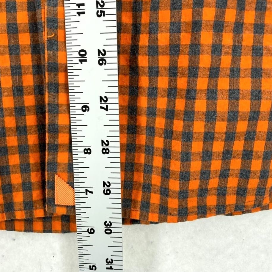 UNTUCKit UNTUCKit Flannel Shirt Mens 2XL Regular Fit Orange Gray Gingham Plaid Camp Shirt Size US XXL / EU 58 / 5 - 6 Thumbnail