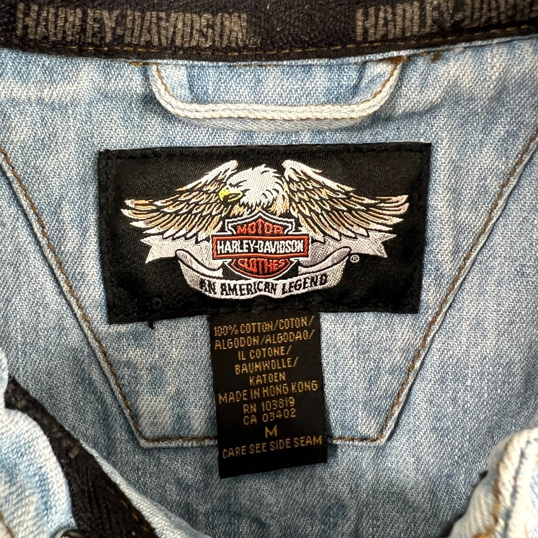 Harley Davidson VINTAGE Harley-Davidson Jacket Womens M Denim Biker Patches Acid Wash Blue Short Size 32" / US 10 / IT 46 - 7 Thumbnail