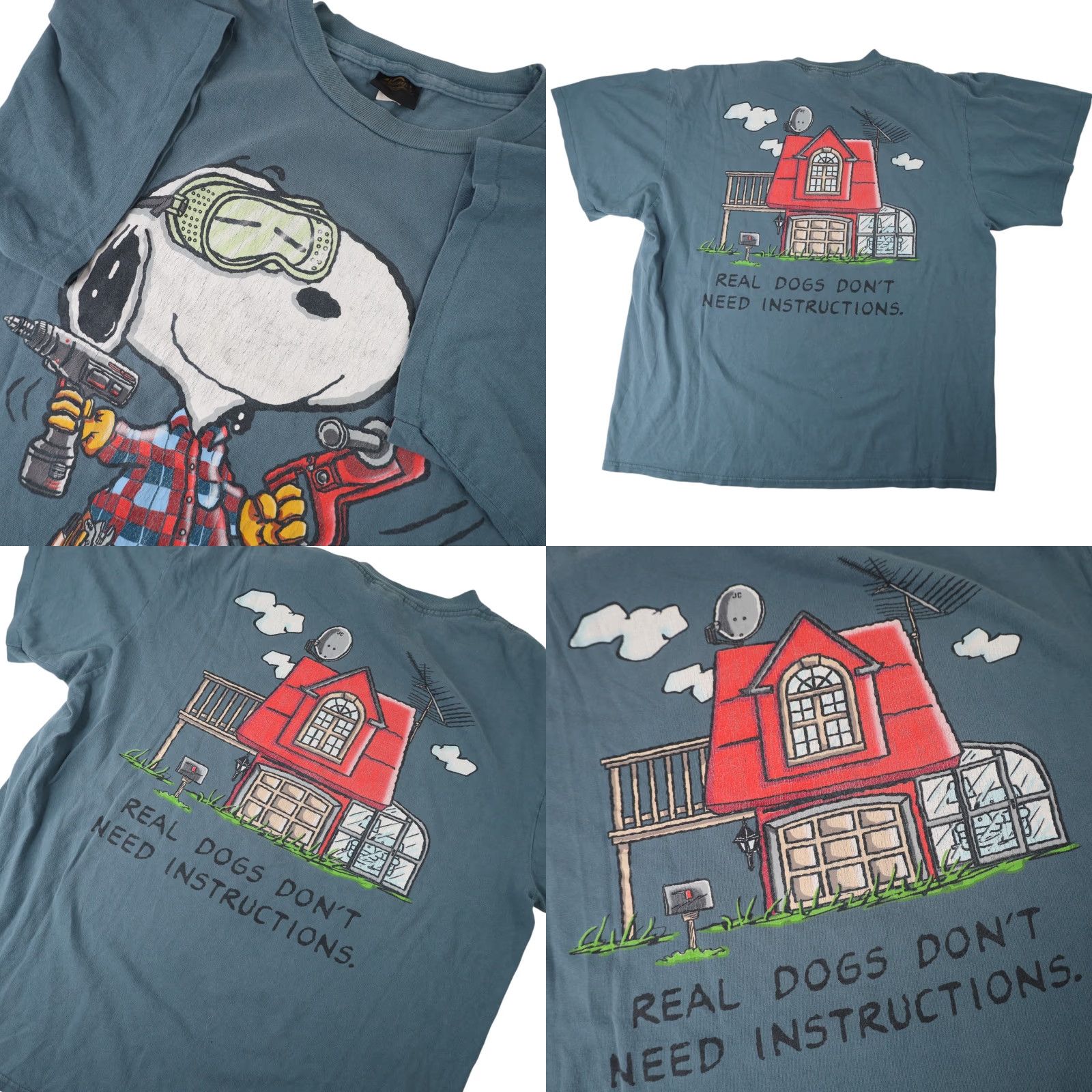 Peanuts VINTAGE Peanuts Snoopy "Real Dogs Don't Need Instructions" Graphic T Shirt Men's XL Blue Shirt Size US XL / EU 56 / 4 - 9 Thumbnail