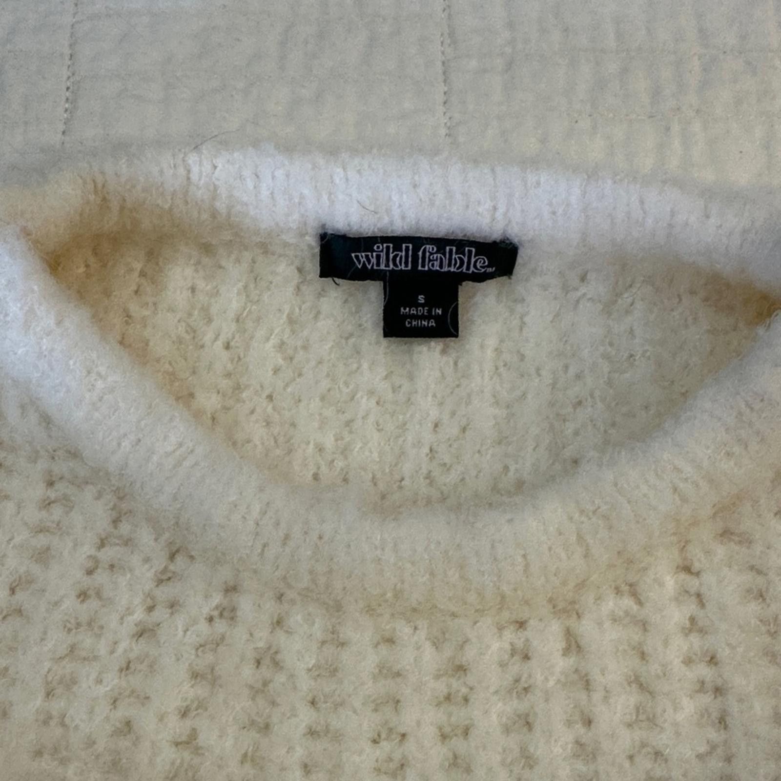 Other Wild Fable Small Knit Cozy Fuzzy Cream Sweater EUC Size S / US 4 / IT 40 - 2 Thumbnail