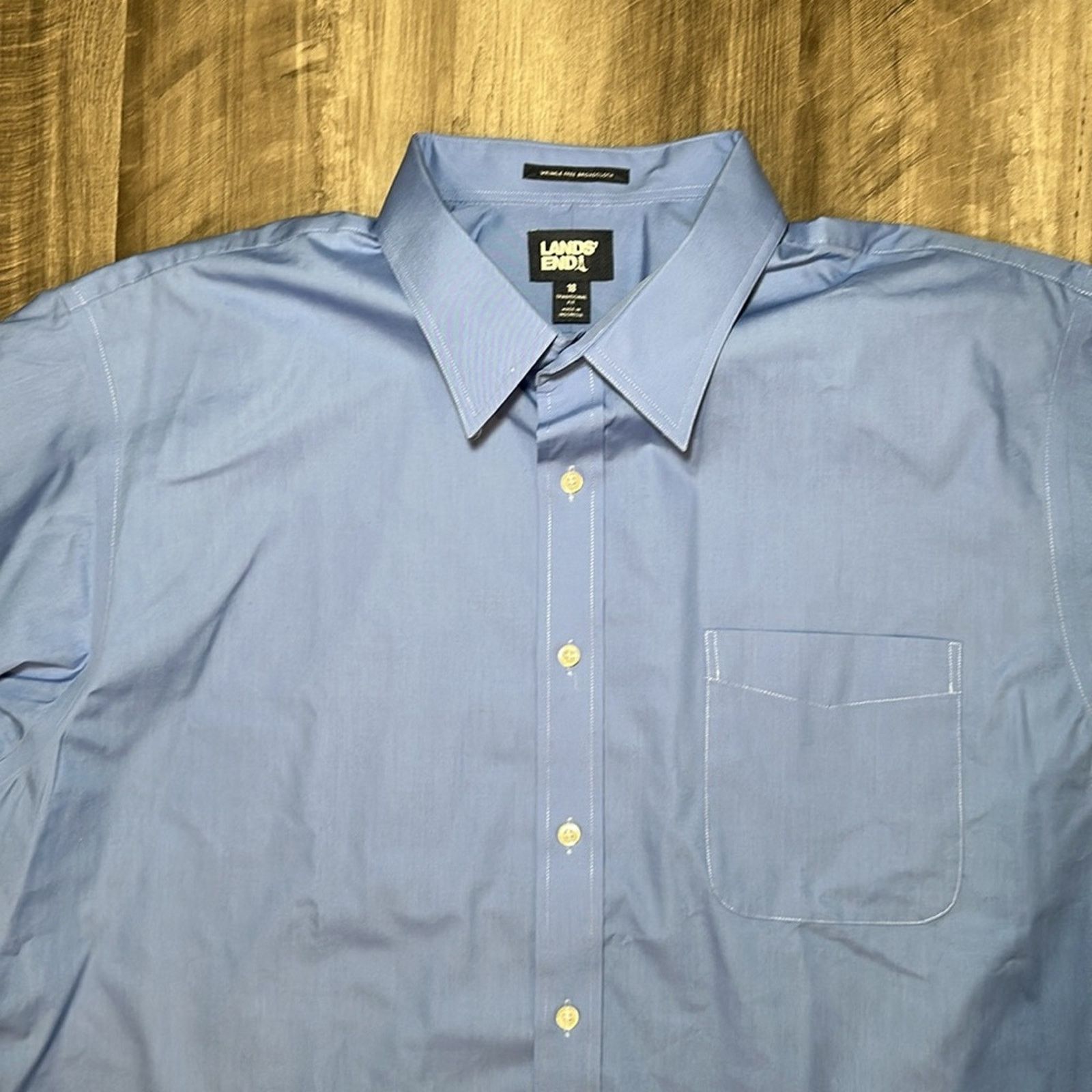 Lands' End Lands’ End Wrinkle Free Traditional Fit Short Sleeve - 18 Size US XXL / EU 58 / 5 - 6 Thumbnail