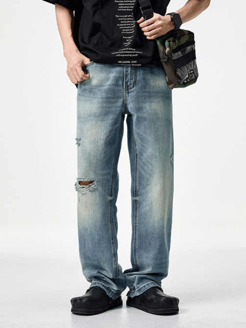 Trendy gradient distressed loose American Clanfit jeans y2k