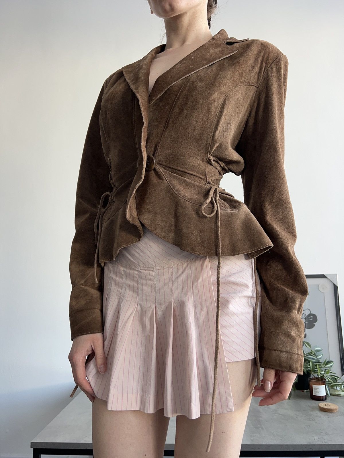 Japanese Brand × Vintage Suede Beautiful Rare Vintage Leather Jacket Brown Y2K Size S / US 4 / IT 40 - 3 Thumbnail