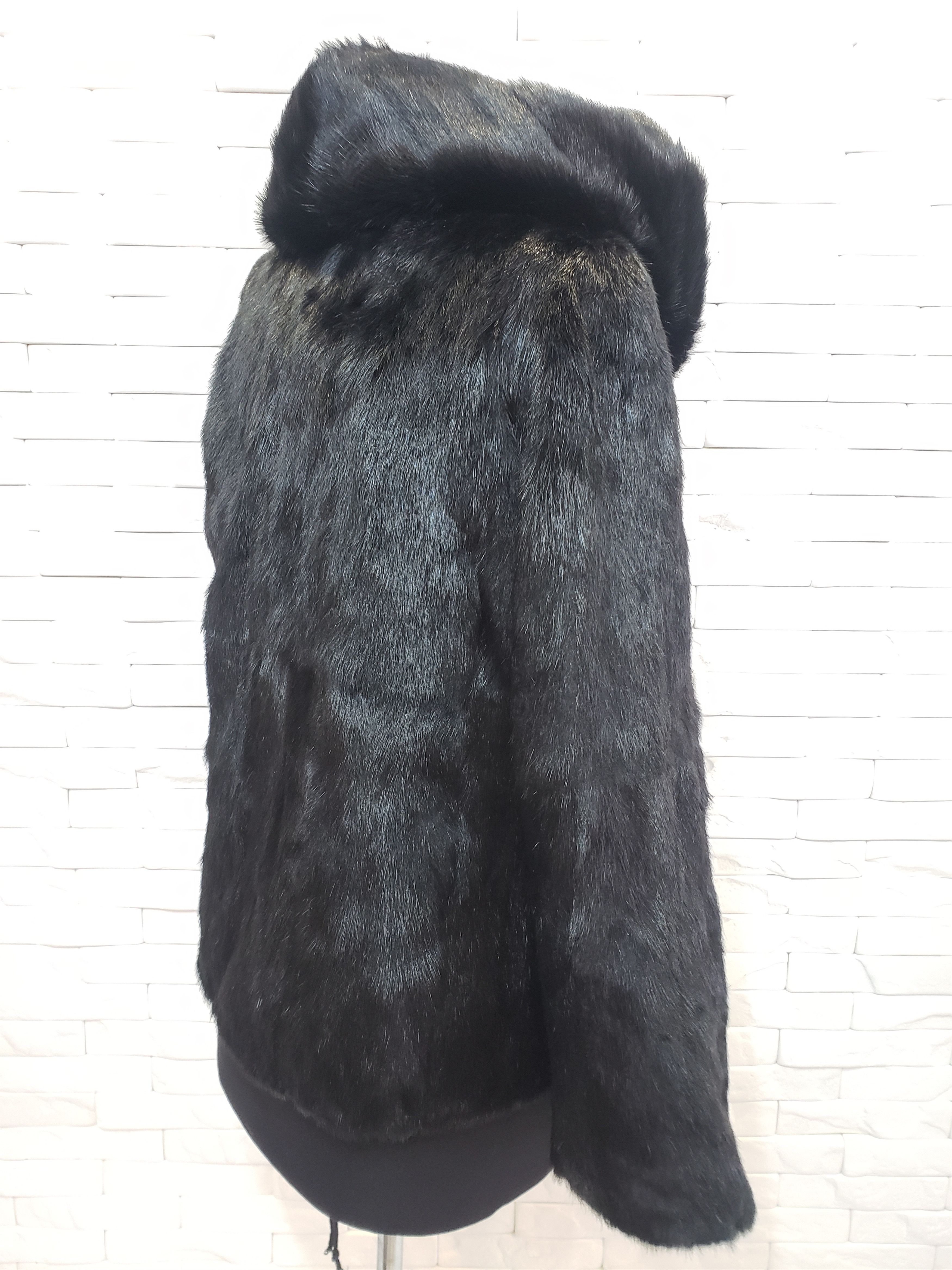 Genuine Leather Stylish women's mink fur coat with a hood. Size M / US 6-8 / IT 42-44 - 5 Thumbnail