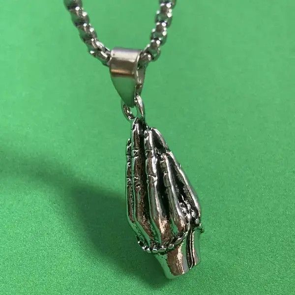 Designer × Jewelry Titanium Steel Praying Hands Pendant Necklace for Men Women Size ONE SIZE - 3 Thumbnail