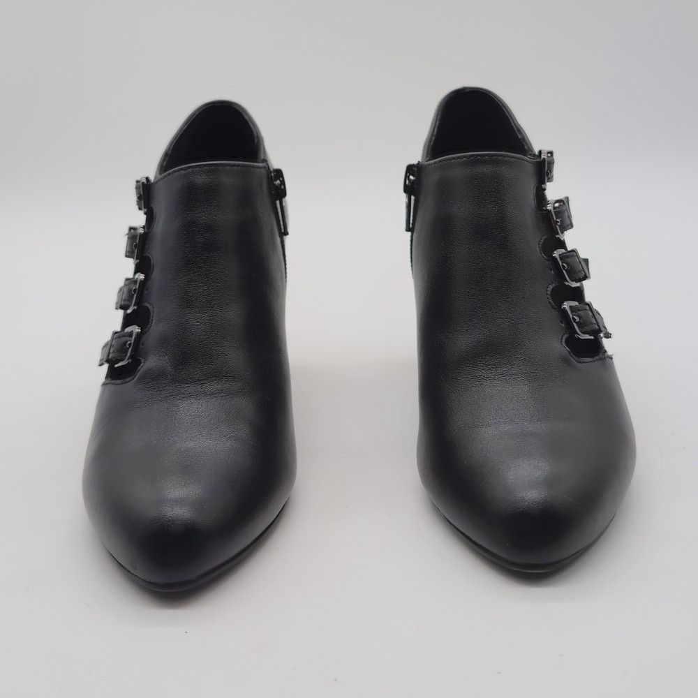 Designer Chic David Tate Black Pause Leather Block Heel Shooties Boo Size US 4 / IT 34 - 2 Thumbnail