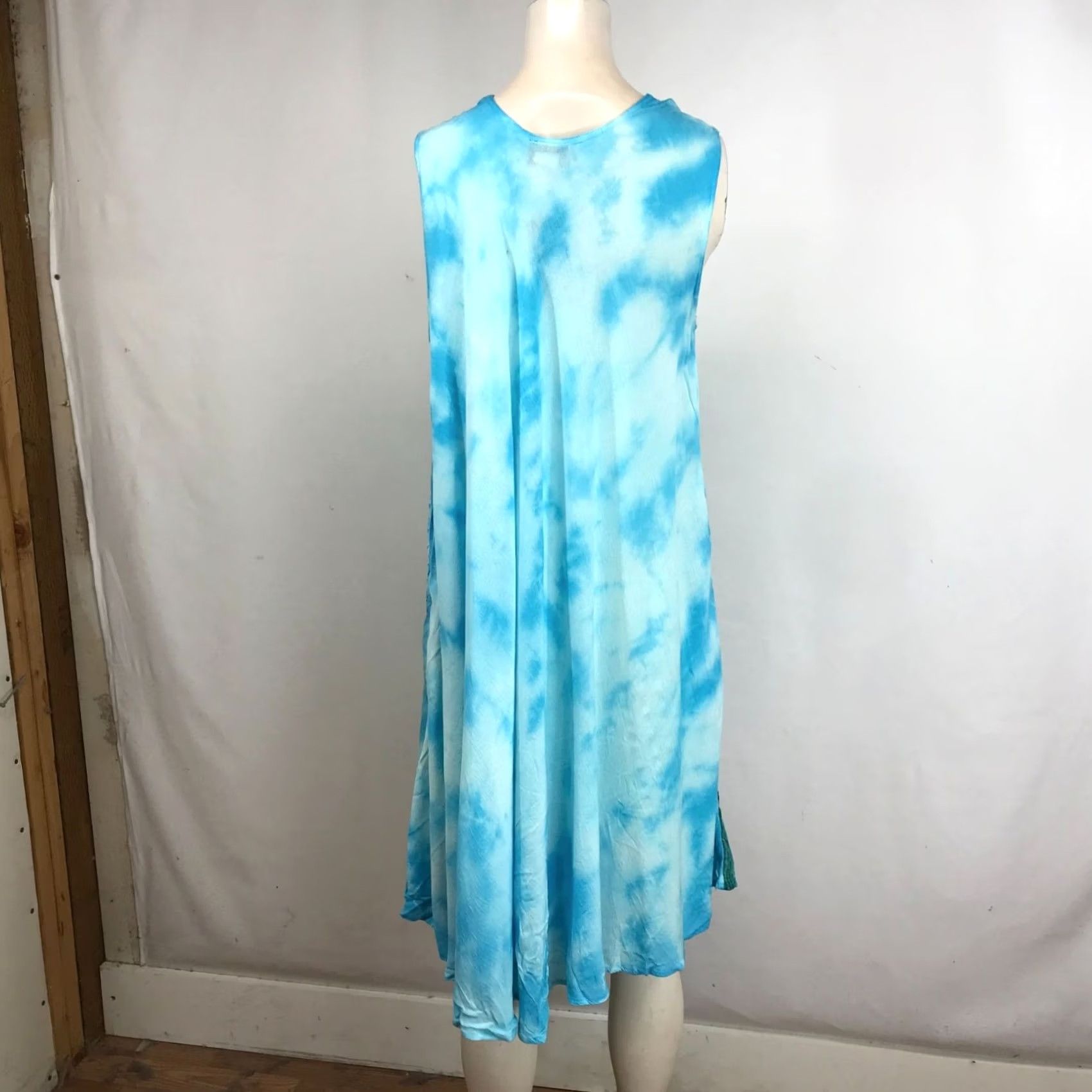 Vintage SAKKAS BUTTERFLY DRESS BLUE ONE SIZE ROUND NECK SLEEVELESS WOMEN'S Size ONE SIZE - 6 Thumbnail