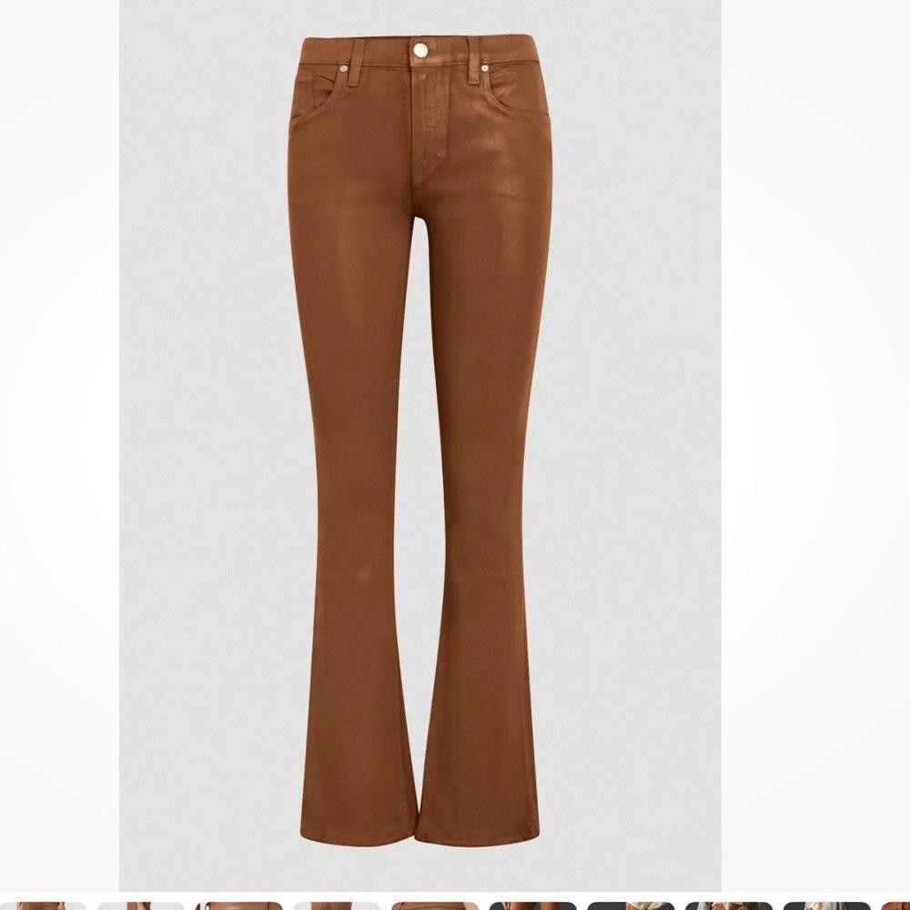 Designer HUDSON Cognac Brown Coated Long Flare Long Jeans Size 30 Size 30" / US 8 / IT 44 - 10 Thumbnail
