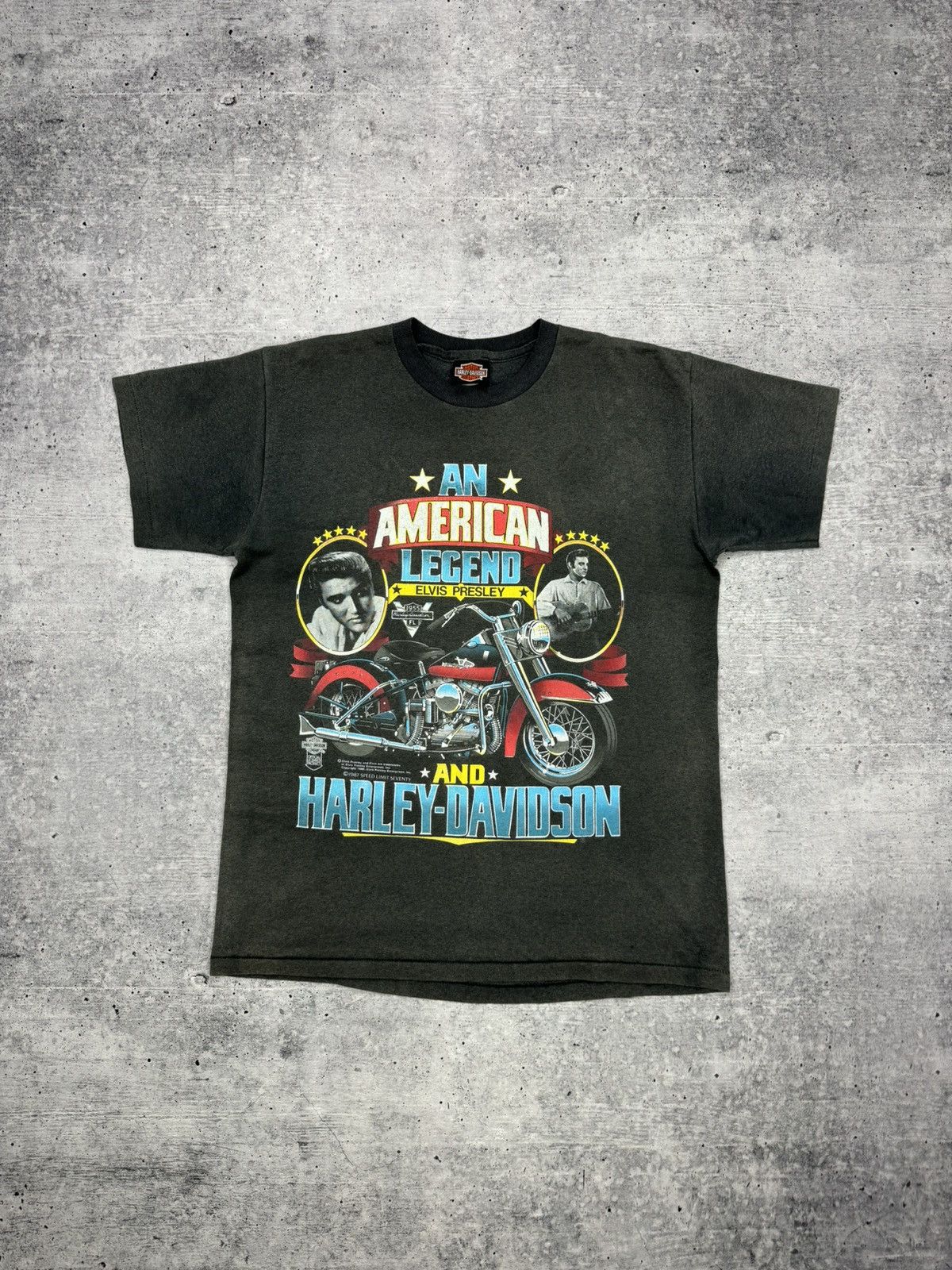 Band Tees × Harley Davidson × Vintage Vintage 80’s 1987 Harley-Davidson Elvis Presley T-Shirt Tee Size US L / EU 52-54 / 3 - 1 Thumbnail