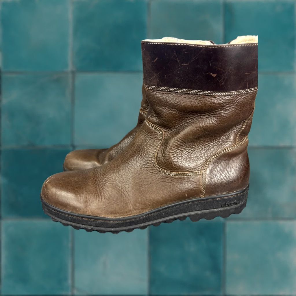 Vintage Trask Boots Mens 13M Brown Leather Waterproof Shearling Lined Zip Mid-Calf Workwear Casual Winter Size US 13 / EU 46 - 1 Thumbnail