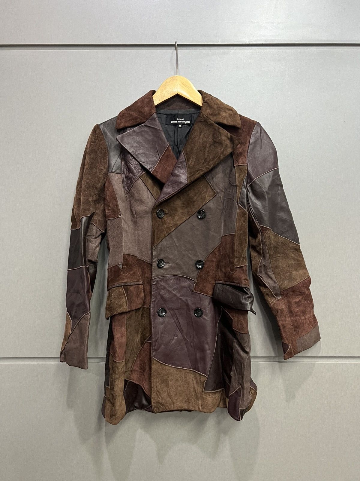 Tricot Comme des Garcons 2002 Tricot Comme Des Garcons Leather Trench Coat Patchwork Size M / US 6-8 / IT 42-44 - 1 Thumbnail