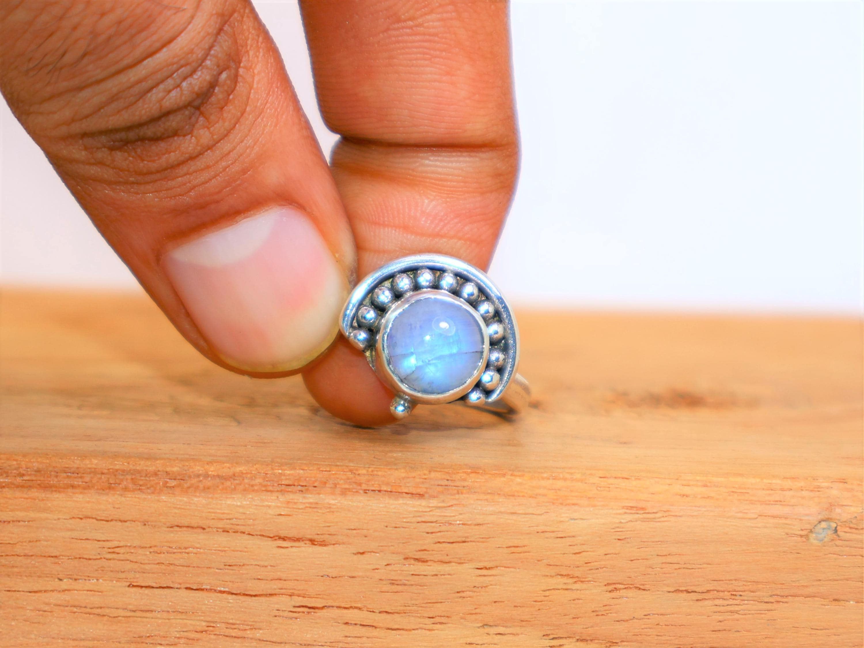 Handmade Moonstone Ring, Handmade Ring, 925 Sterling Silver Ring, Size ONE SIZE - 7 Thumbnail