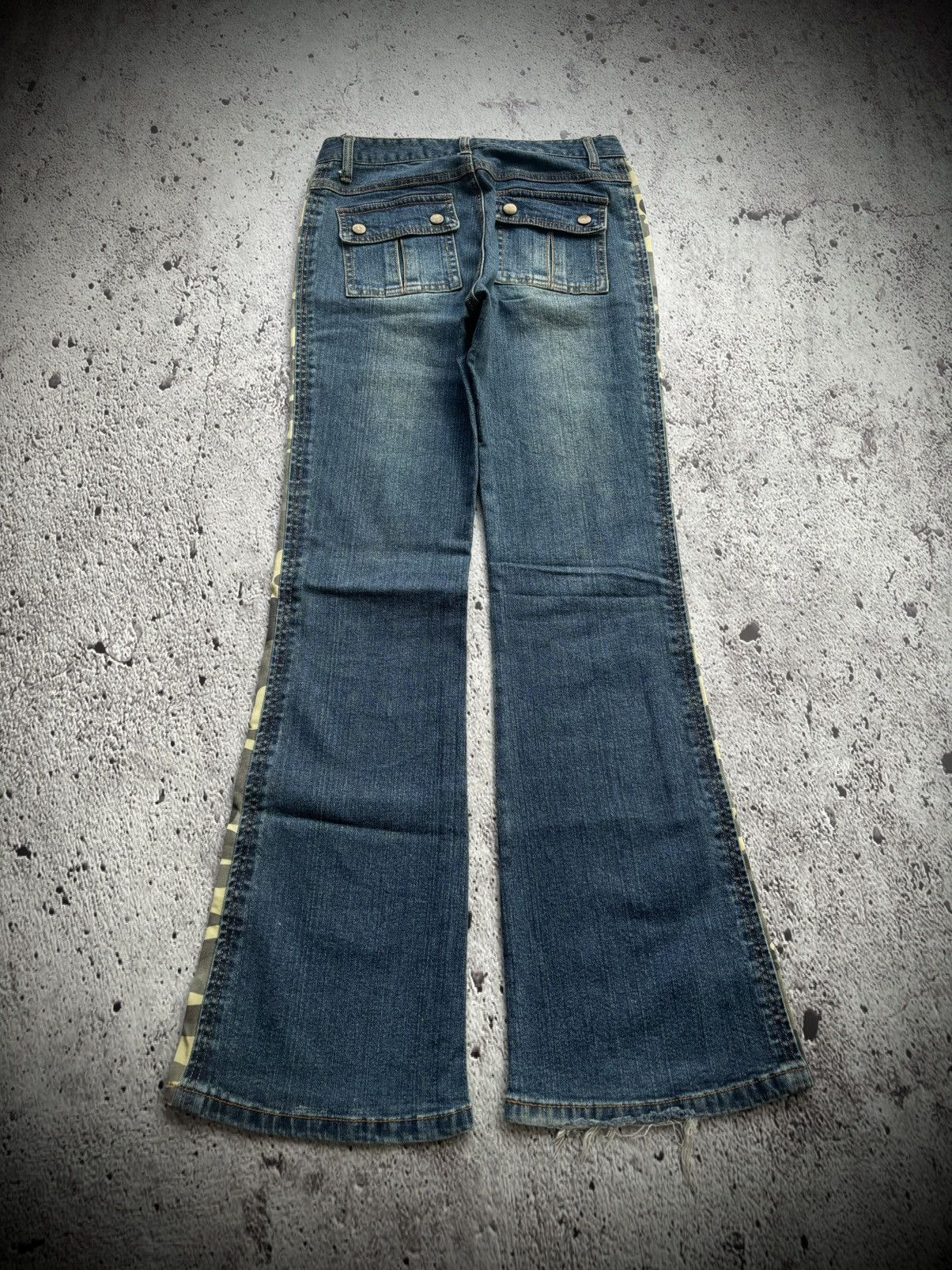 Hysteric Glamour Y2k Flare jeans Stripe camo Ifsixwasnine Lgb style Size 27" / US 4 / IT 40 - 2 Thumbnail
