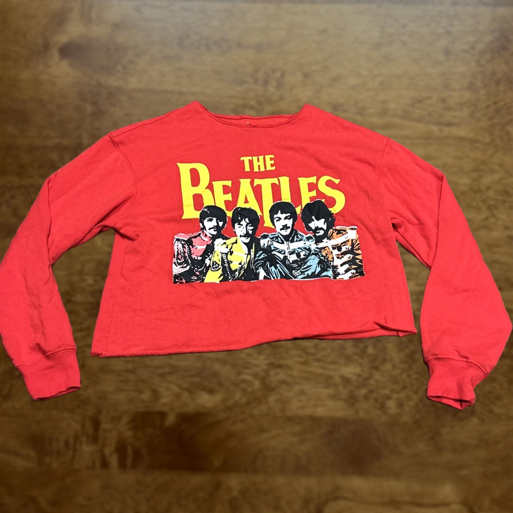 Vintage The Beatles Sweater Womens XS Red Crop Women Cotton Blend Long Sleeve A44 Size XS / US 0-2 / IT 36-38 - 1 Thumbnail