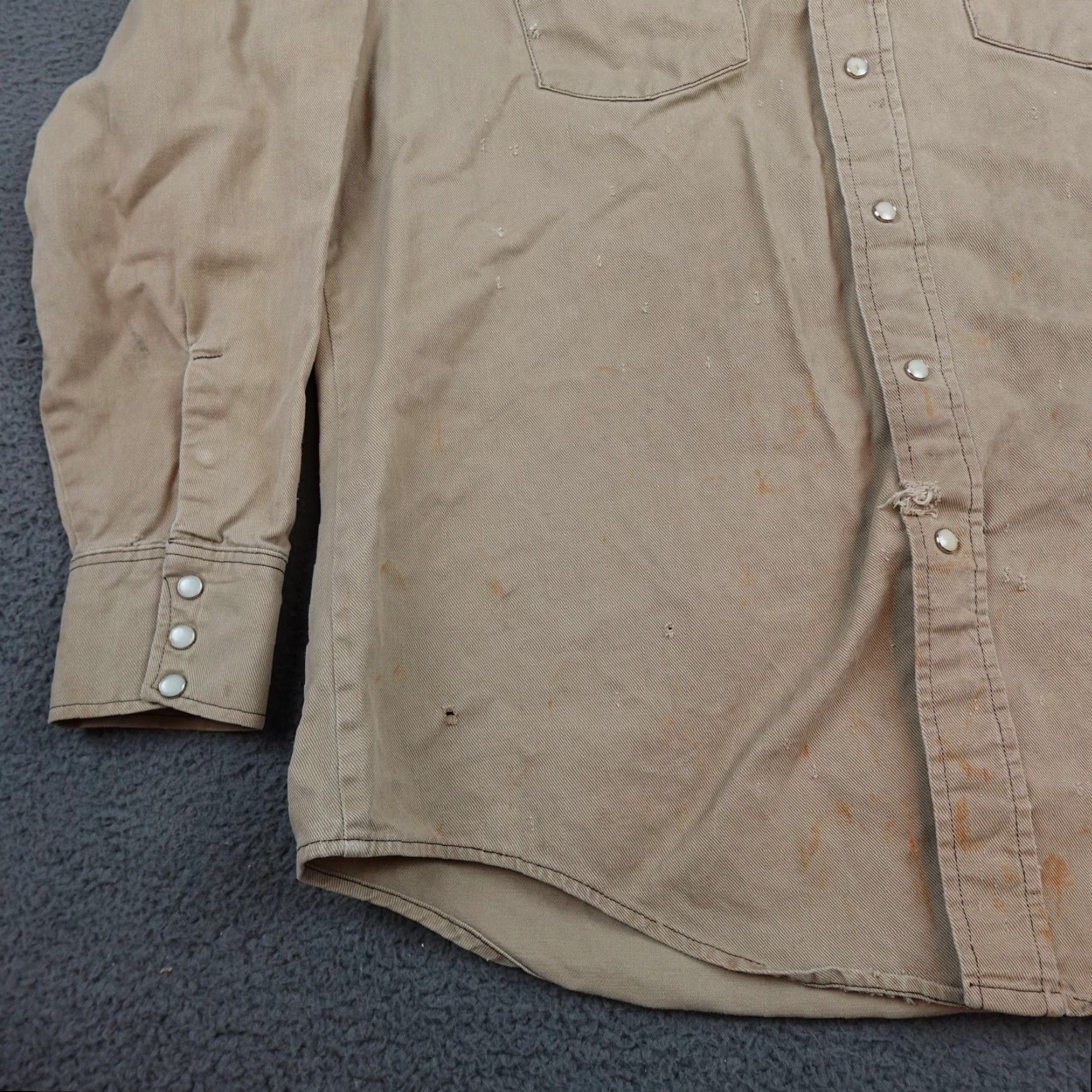 Vintage VINTAGE Prentiss Shirt Mens Large Beige Twill Western Pearl Snap Button USA Size US L / EU 52-54 / 3 - 4 Thumbnail