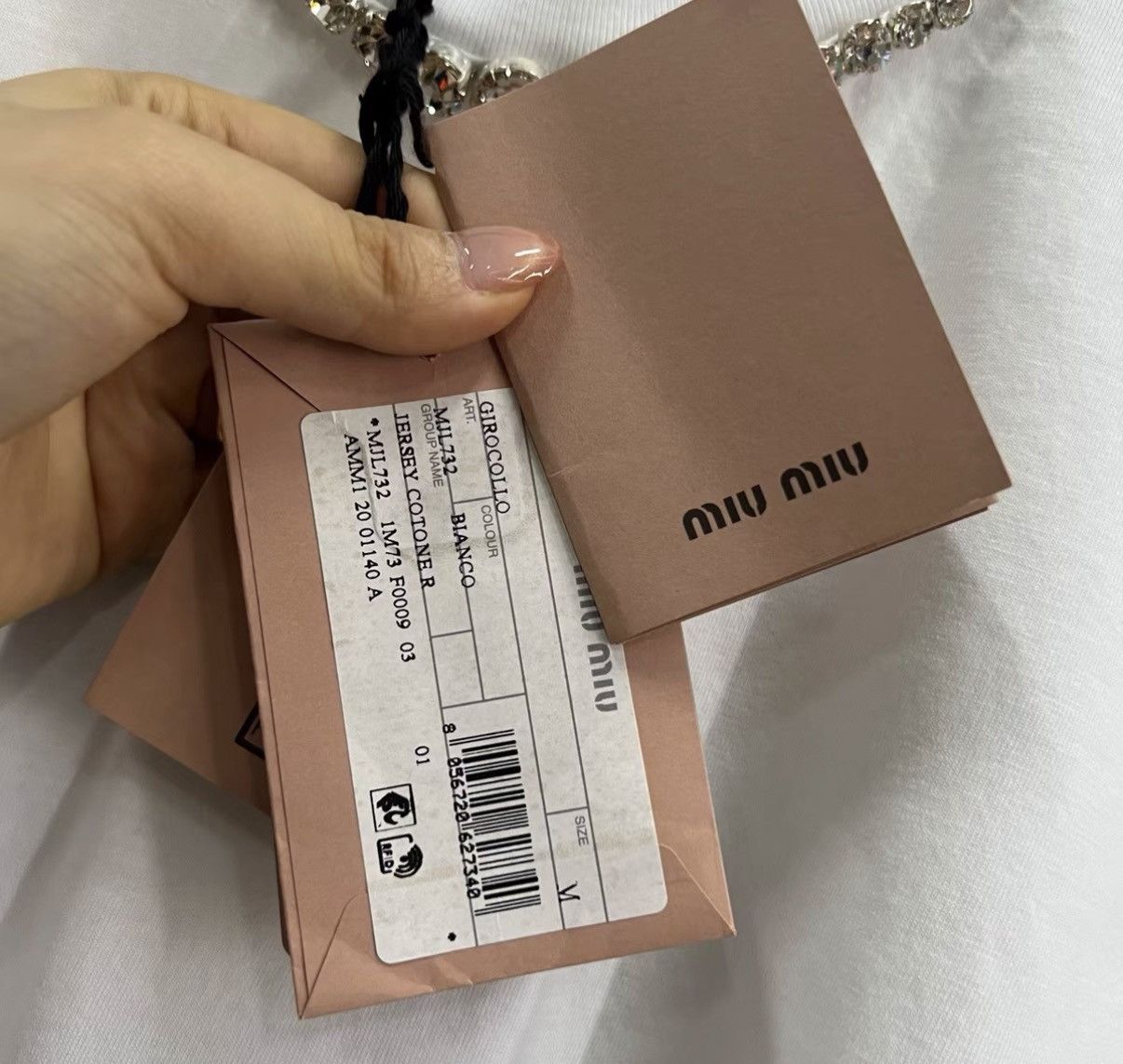 Miu Miu Miu Miu White Rhinestone Collar Long Sleeve Top J41 Size M / US 6-8 / IT 42-44 - 4 Thumbnail