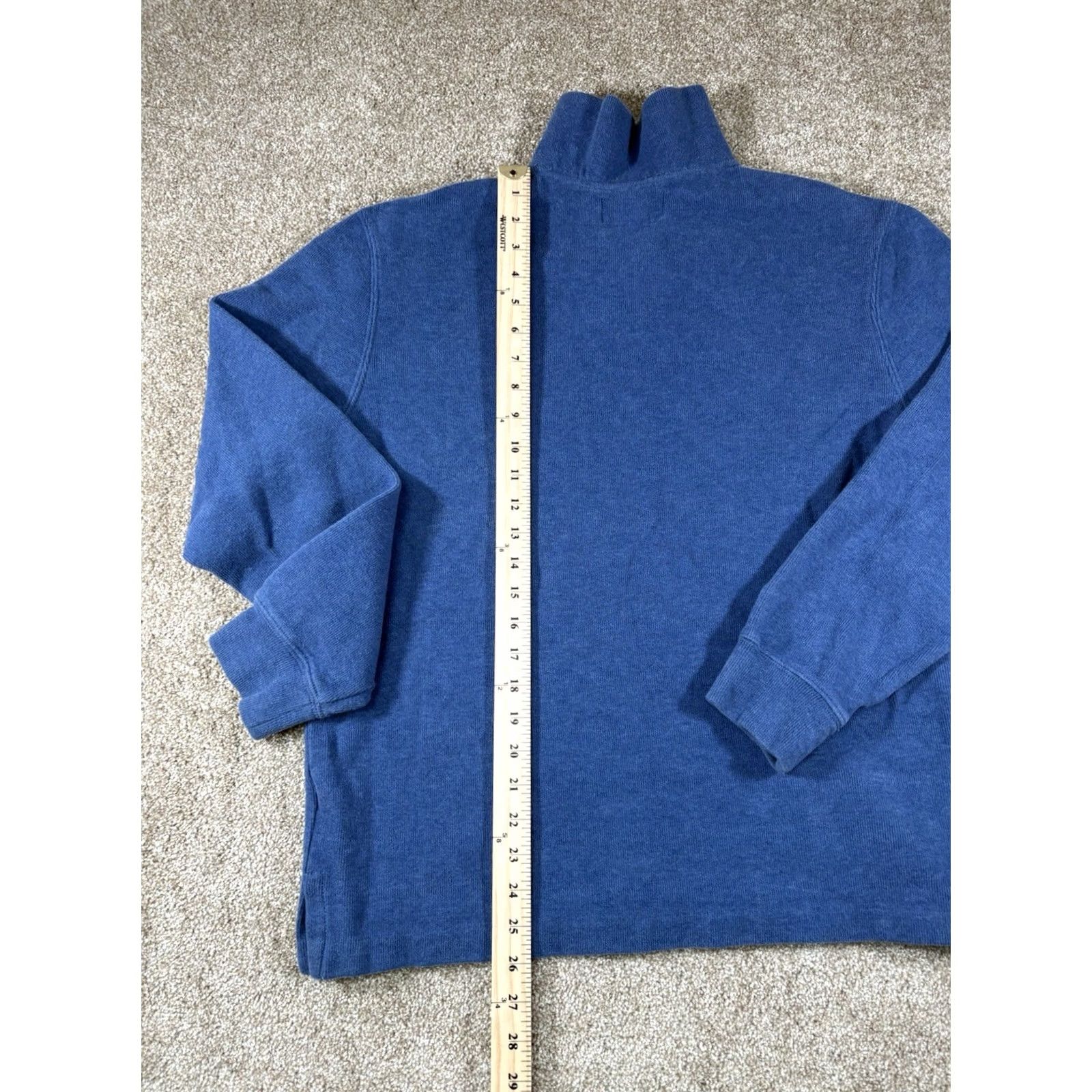 Polo Ralph Lauren VINTAGE Polo Ralph Lauren Quarter Zip Knit Sweater 100% Cotton Mens M Mock Neck Blue Logo 1/4 Zip Regular Wool? Size US M / EU 48-50 / 2 - 6 Thumbnail