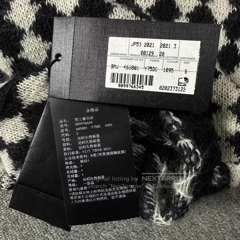 Saint Laurent Paris Saint Laurent Paris Black and White Diamond High-neck Knit Size US S / EU 44-46 / 1 - 6 Thumbnail