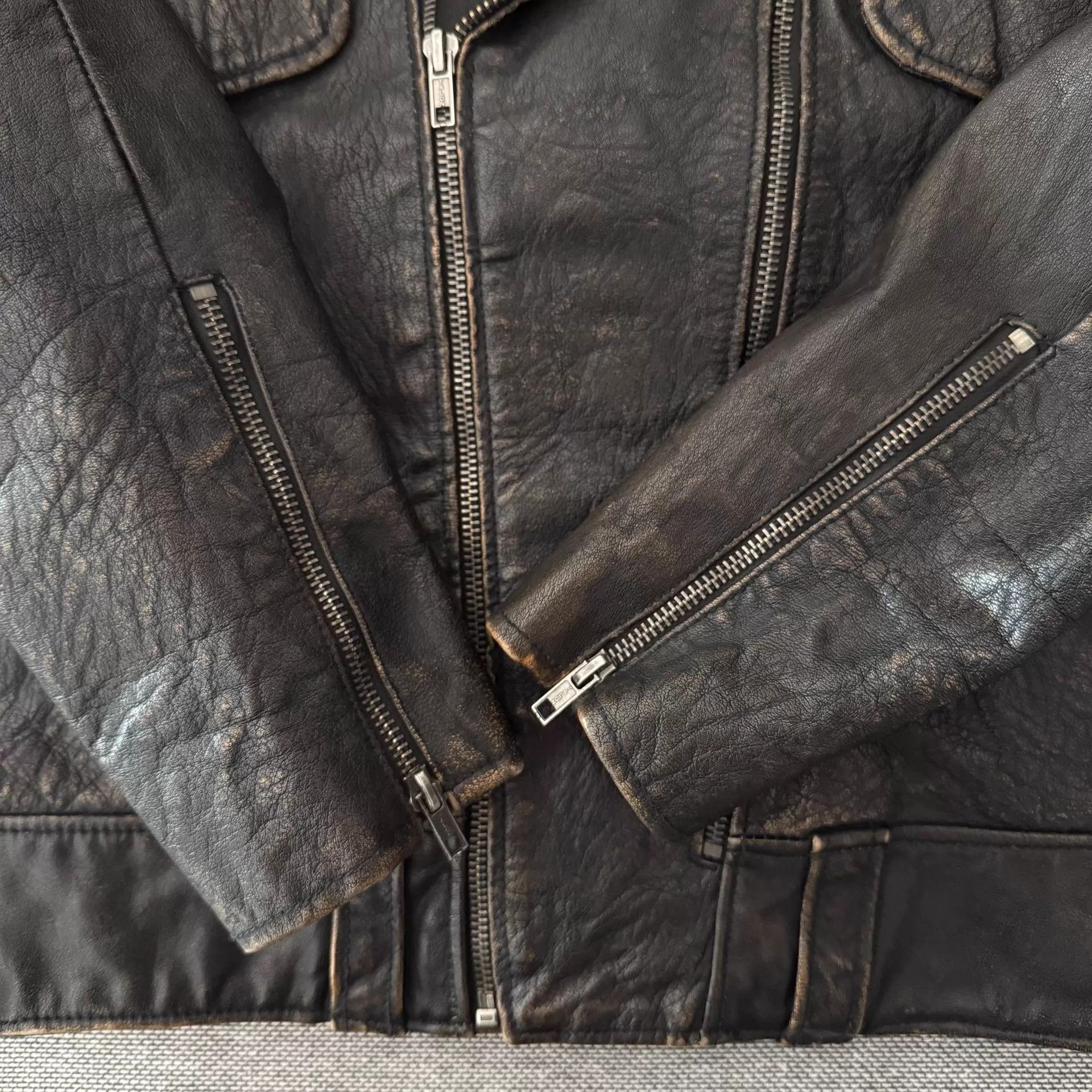 Levi's Levi's Lvc 1950s Distressed Black Leather Biker Jacket Size US M / EU 48-50 / 2 - 6 Thumbnail