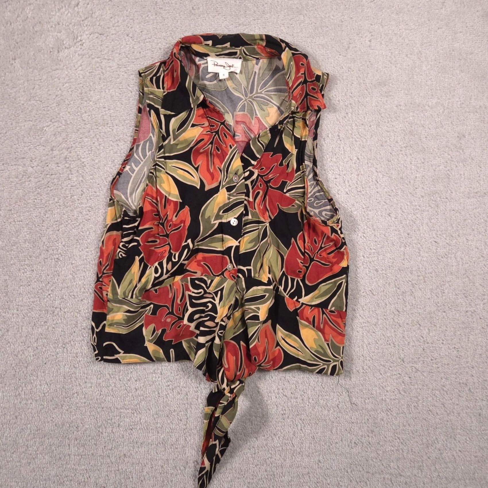 Panama Jack Panama Jack Shirt Womens Small Multicolor Floral Tie Front Hawaiian Cropped Top Size S / US 4 / IT 40 - 2 Thumbnail