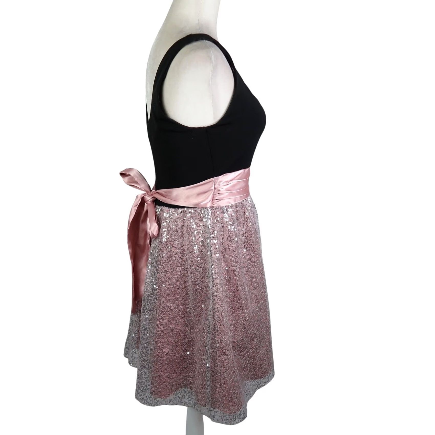 Vintage VINTAGE City Triangles Y2K Mini Dress 7 Black Pink Sequin Top Skirt Women Size M / US 6-8 / IT 42-44 - 3 Thumbnail