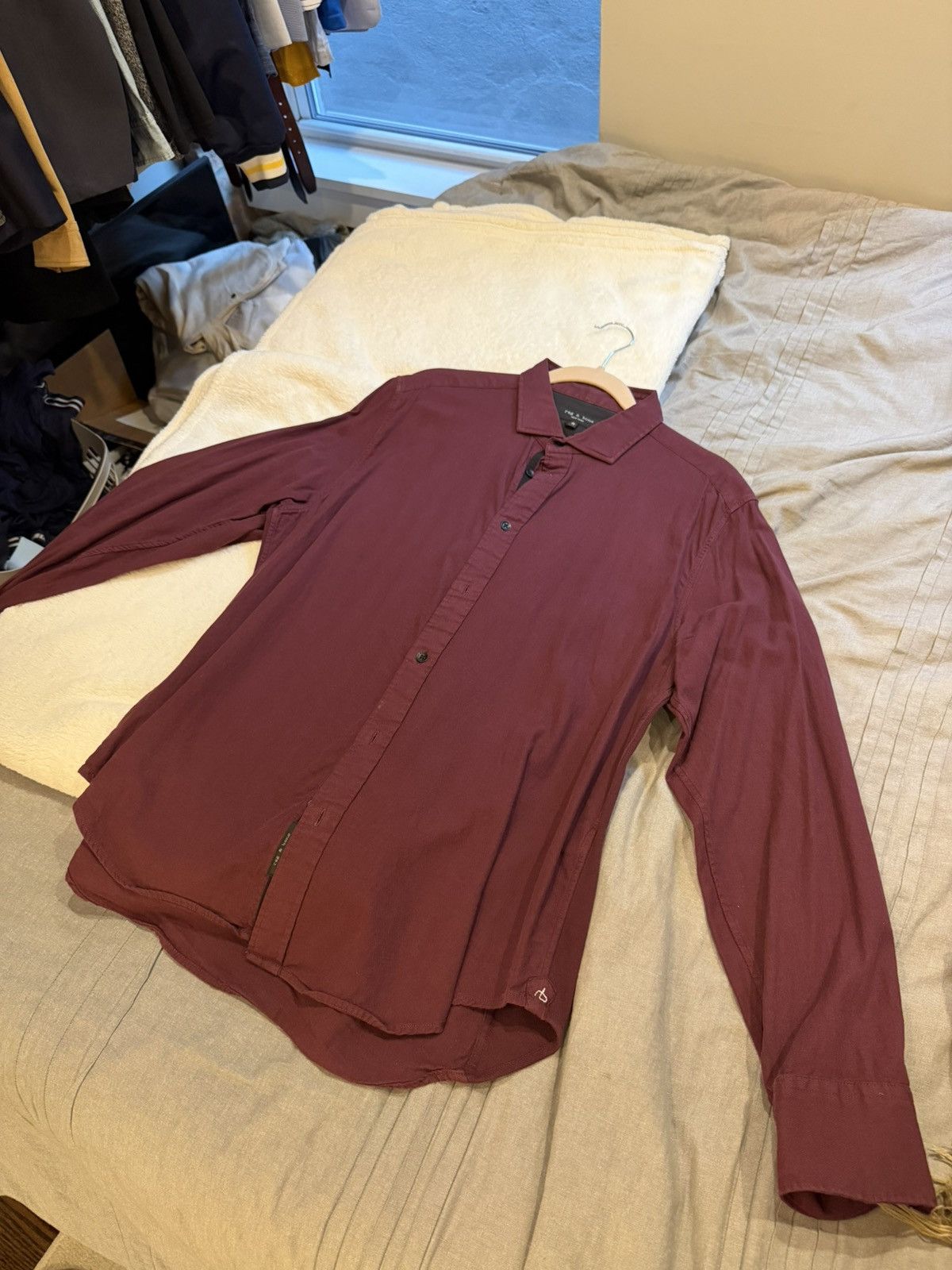 Rag & Bone Rag & Bone XL Burgundy/Red Button Down Shirt Size US XL / EU 56 / 4 - 1 Thumbnail