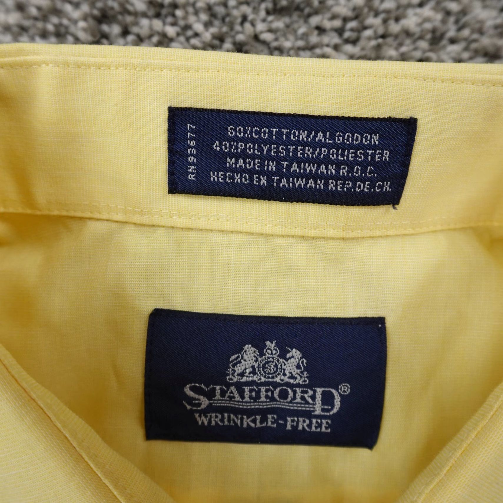 Stafford VTG Stafford Dress Shirt Mens 16 32/33 L Yellow Long Sleeve Button Up Wrinkle Free Size US L / EU 52-54 / 3 - 3 Thumbnail