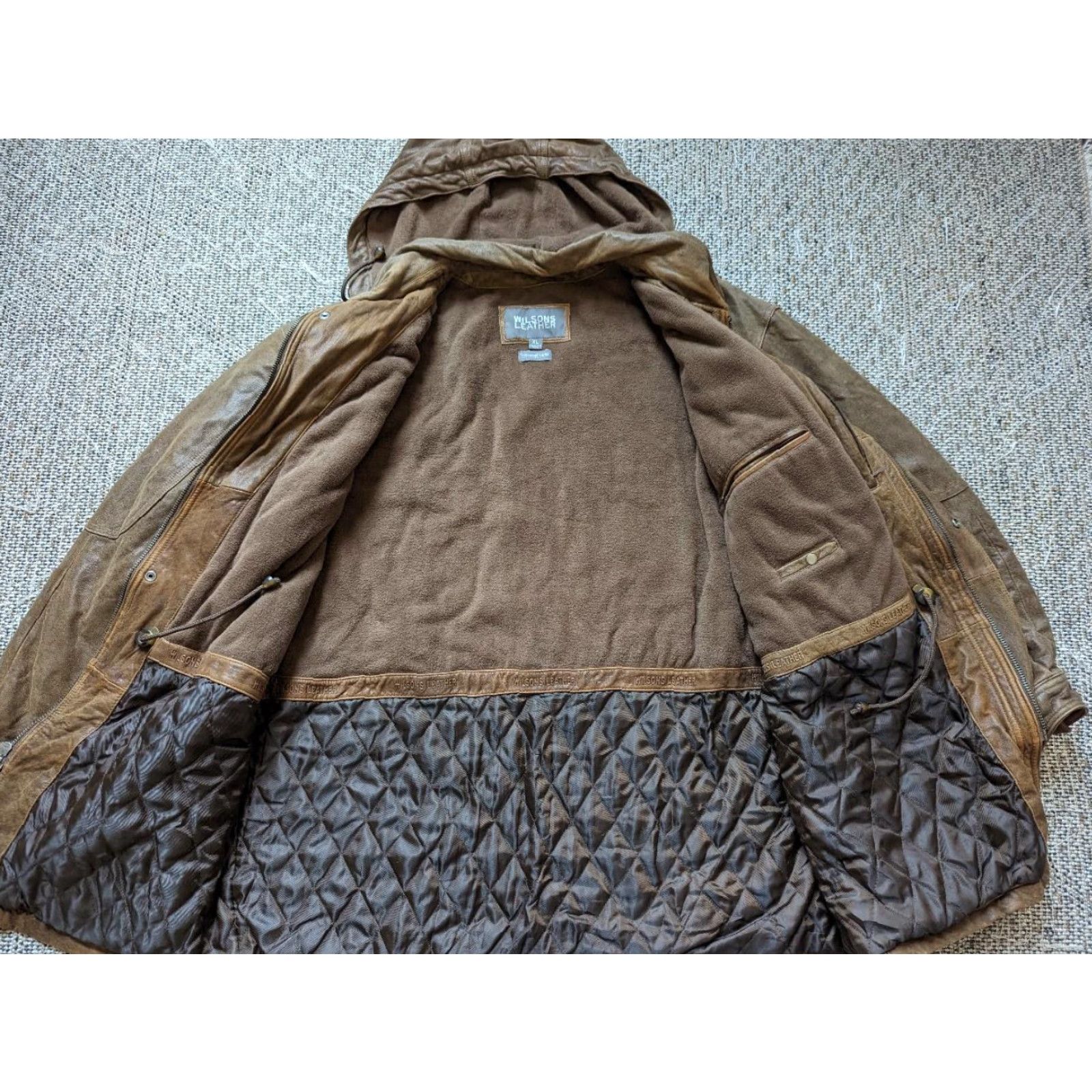 Vintage VINTAGE Wilsons leather SHEEPSKIN hooded parka XL brown coat Mens XS? Size US XL / EU 56 / 4 - 6 Thumbnail
