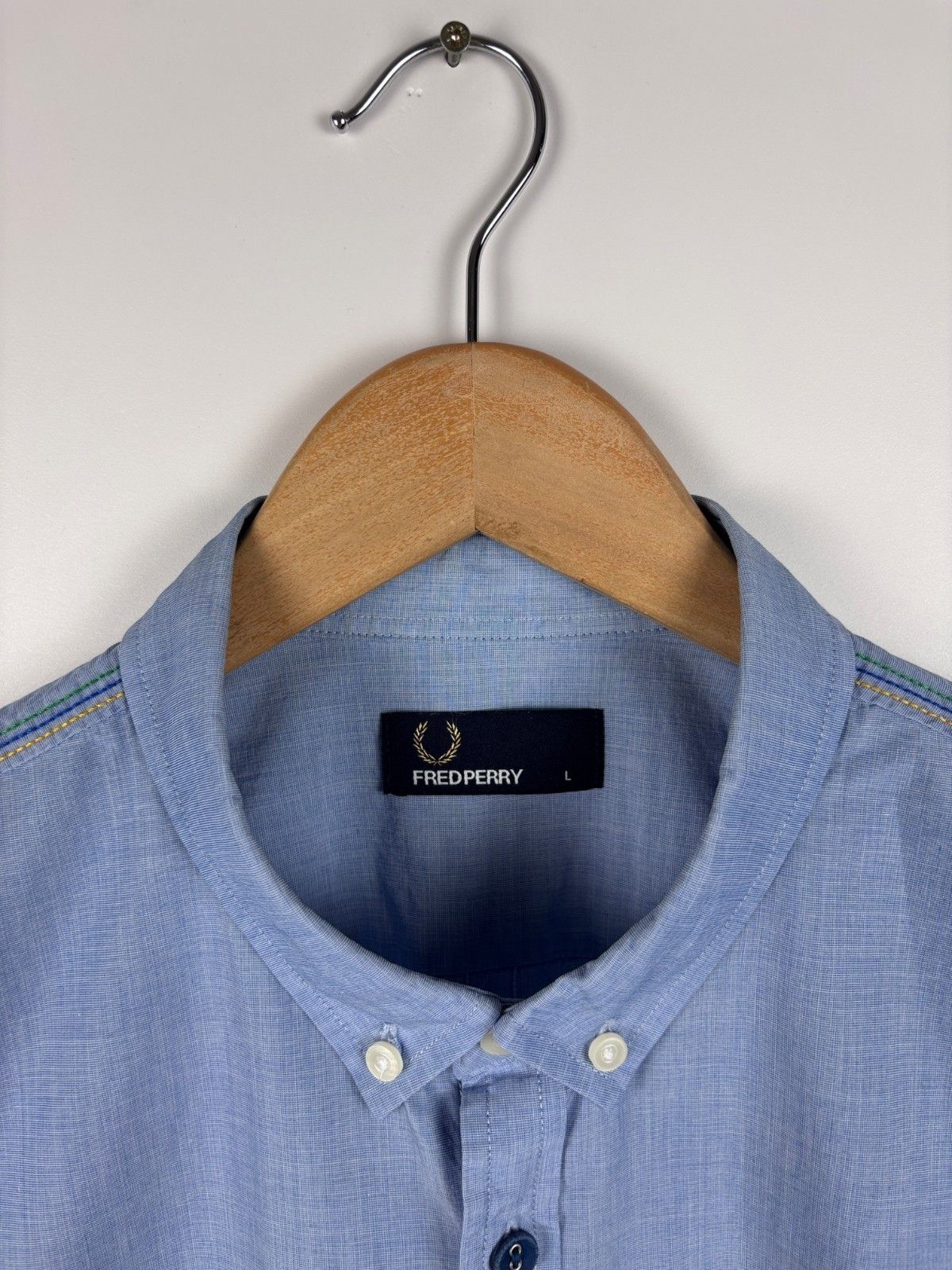 Fred Perry Fred Perry Button Down Short Sleeve Shirt Cotton Blue Size L Size US L / EU 52-54 / 3 - 4 Thumbnail