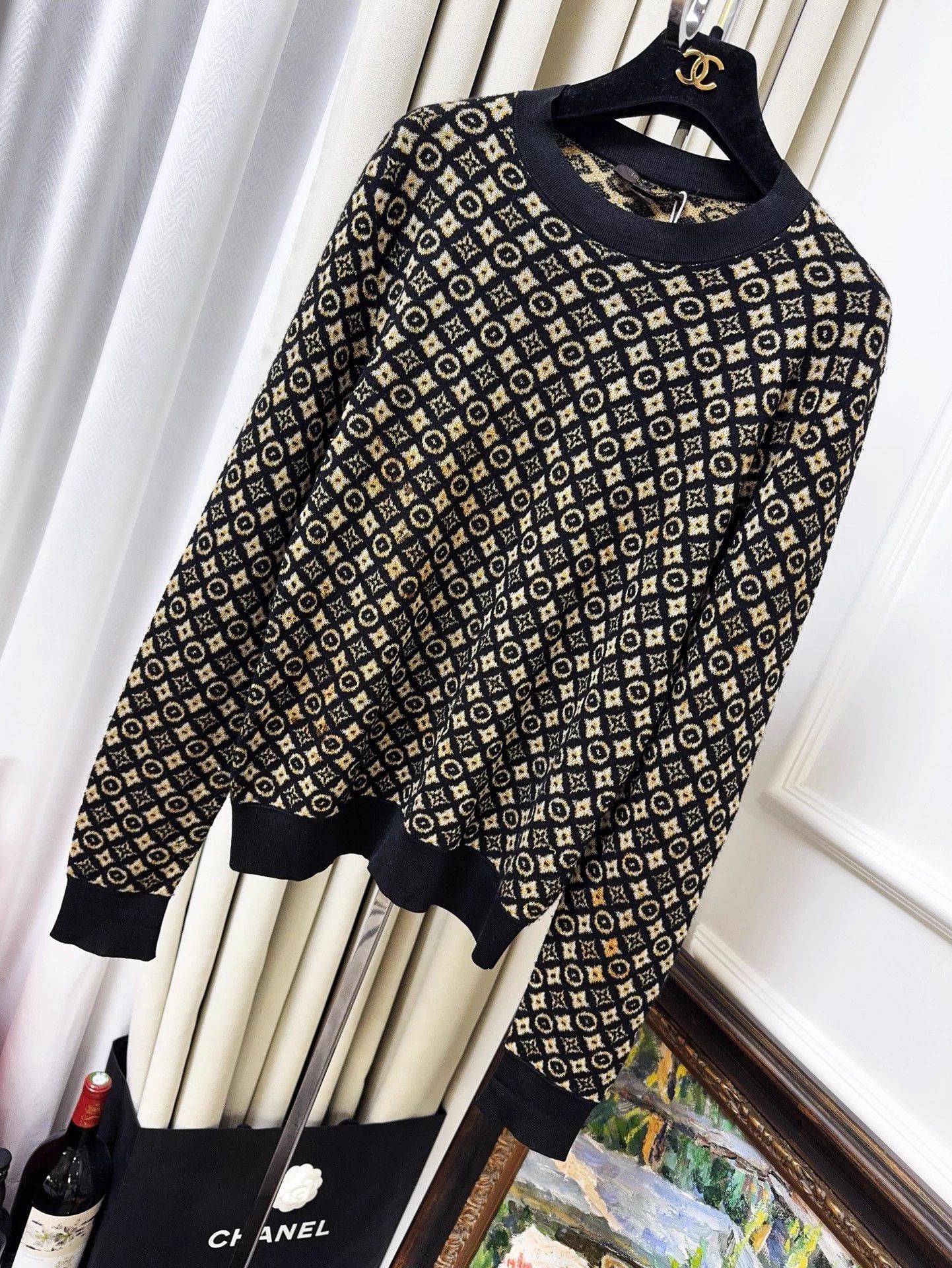 Louis Vuitton LV Monogram All Over Black Colorblock Knit Sweater M Size M / US 6-8 / IT 42-44 - 1 Thumbnail